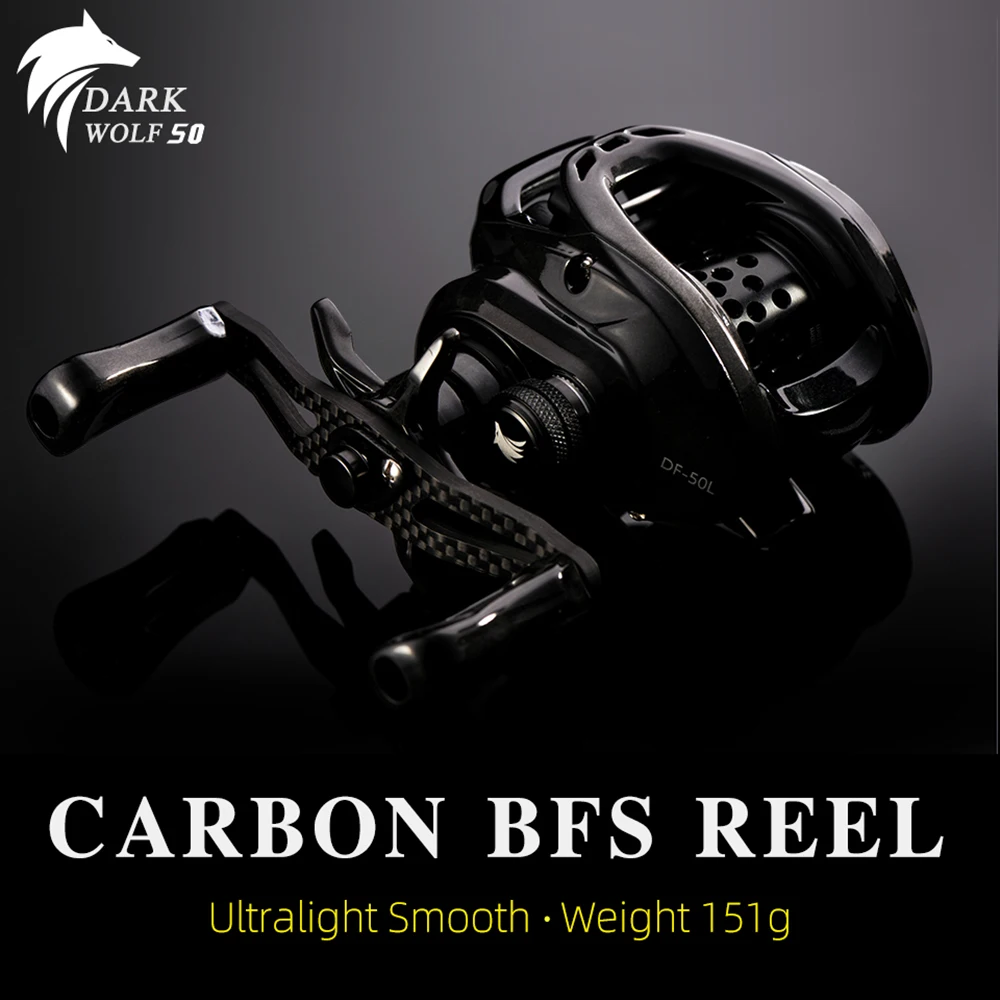 Fishing Reel TSURINOYA DARK WOLF DF50 BFS Ultralight 151g Ajing Carbon Saltwater Baitcasting For Perch Trout Shad