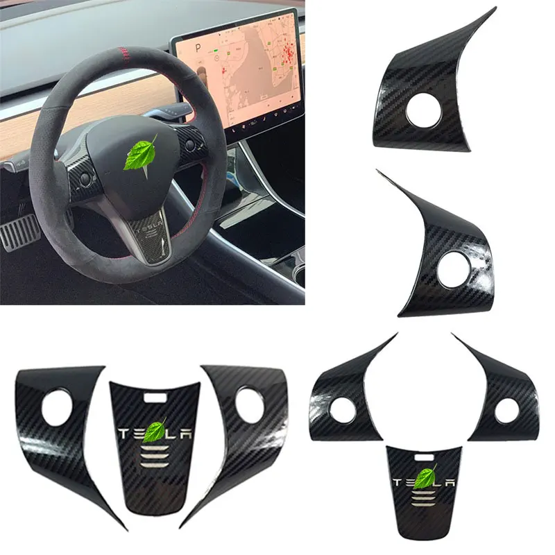Чехол для рулевой панели Tesla Model 3 отделка из углеродного волокна Нержавеющая