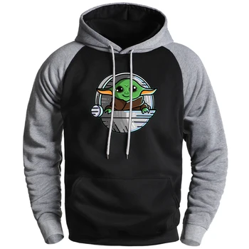 

Cute Baby Yoda The Mandalorian Hoodies Pullover Mens Winter Fleece Raglan Sweatshirt Hooded 2020 Hot Sell Man Fashion Streetwear
