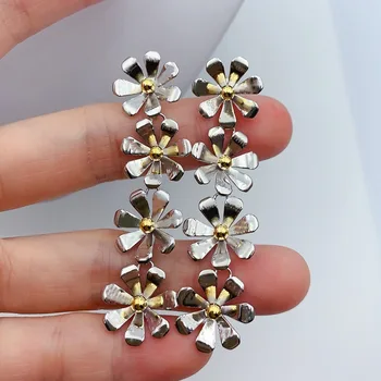 

1:1 925 sterling silver high quality daisy European and American style earrings women's logo original jewelry Valentine's Day gi