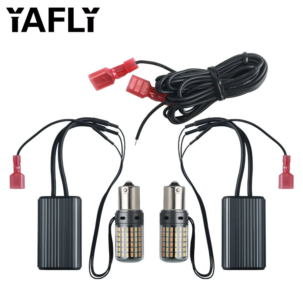

2PCS 1156 BA15S P21W BAU15S PY21w 3156 T20 7440 W21W Canbus LED Bulbs 3014 120SMD No Error Dual Color Turn Signal light NO Flash