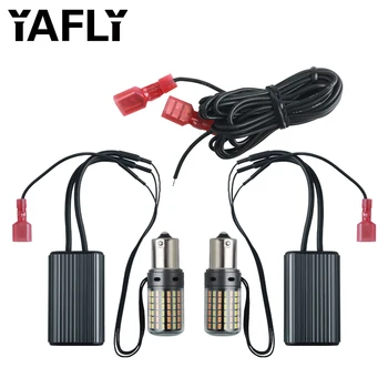 

2PCS 1156 BA15S P21W BAU15S PY21w 3156 T20 7440 W21W Canbus LED Bulbs 3014 120SMD No Error Dual Color Turn Signal light NO Flash