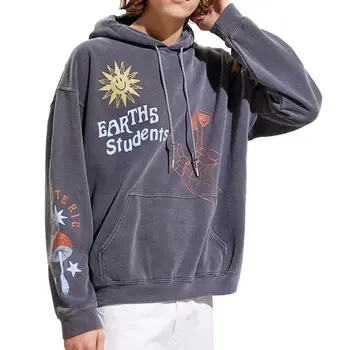 

Earth Students Hoodie 3D Foam Print Overdyed Earth Students sweatshirts unsex 1:1 Top Version kanye west Earth Students Pullover
