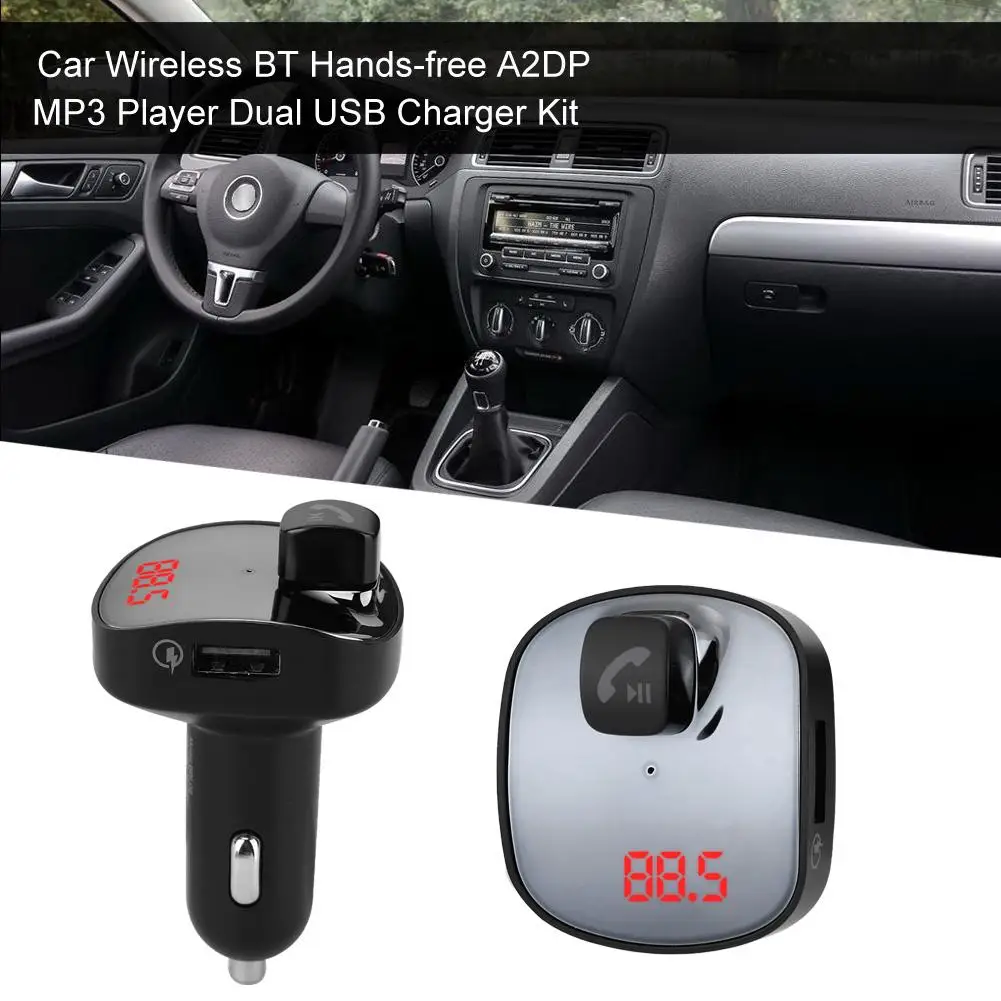 Автомобильный fm-передатчик беспроводной BT Hands-free A2DP MP3-плеер двойной зарядный комплект usb