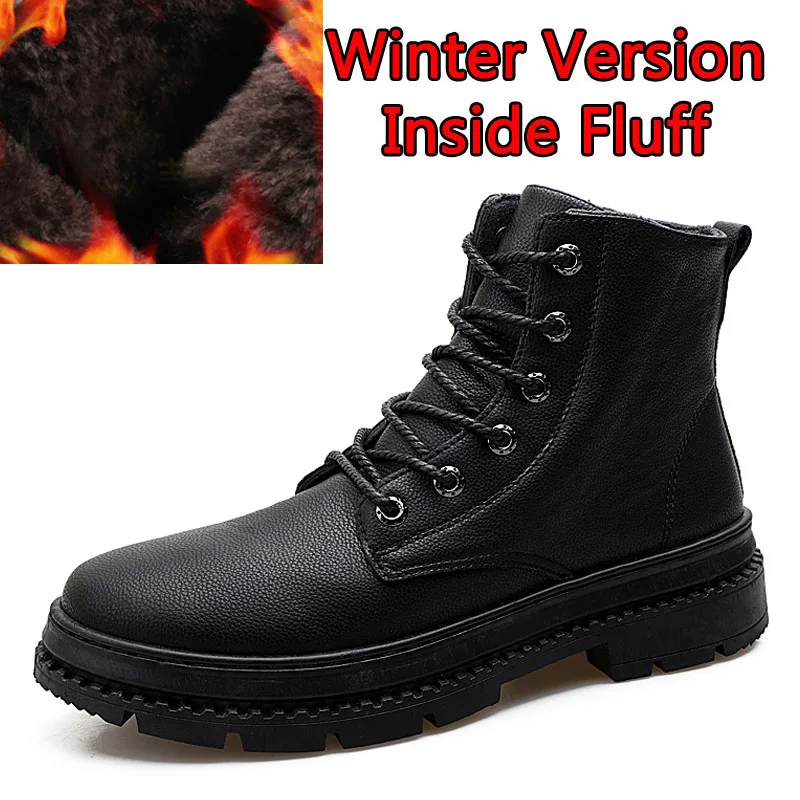 03 Winter Black SURGUT/мужские ботинки из искусственной кожи на шнуровке; высококачественные мужские винтажные ботильоны в британском стиле; сезон осень-зима; повседневные ботинки; большие размеры 39-44 - Цвет: 03 Winter Black