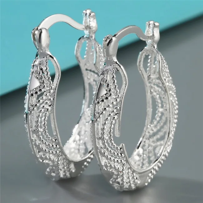 Earring E589 Цена по прейскуранту завода, одноцветные Серебряные Ювелирные серьги-кольца для женщин, модная серьга в виде кольца Pendientes Mujer Moda L4E585 - Окраска металла: Earring E589