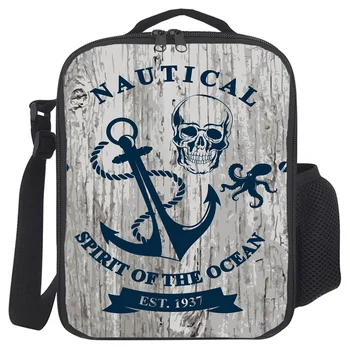 

Insulated Lunch Bag Vintage Anchor And Skull Thermal Tote Bags Cooler Picnic Food Lunch Box Bag For Kids Women Men