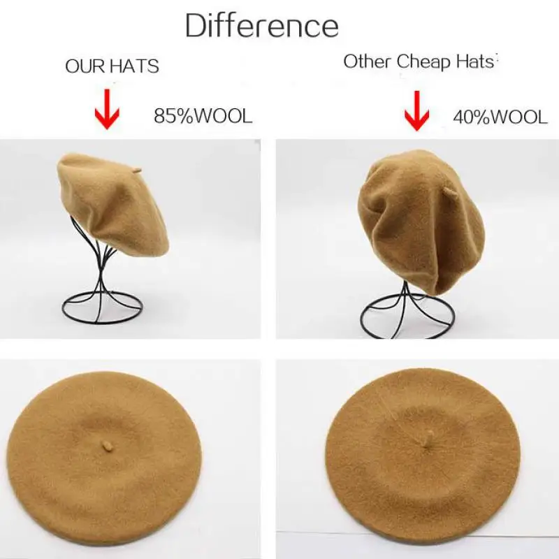 Berretti da donna classici cappelli francesi tinta unita cotone artista cappello