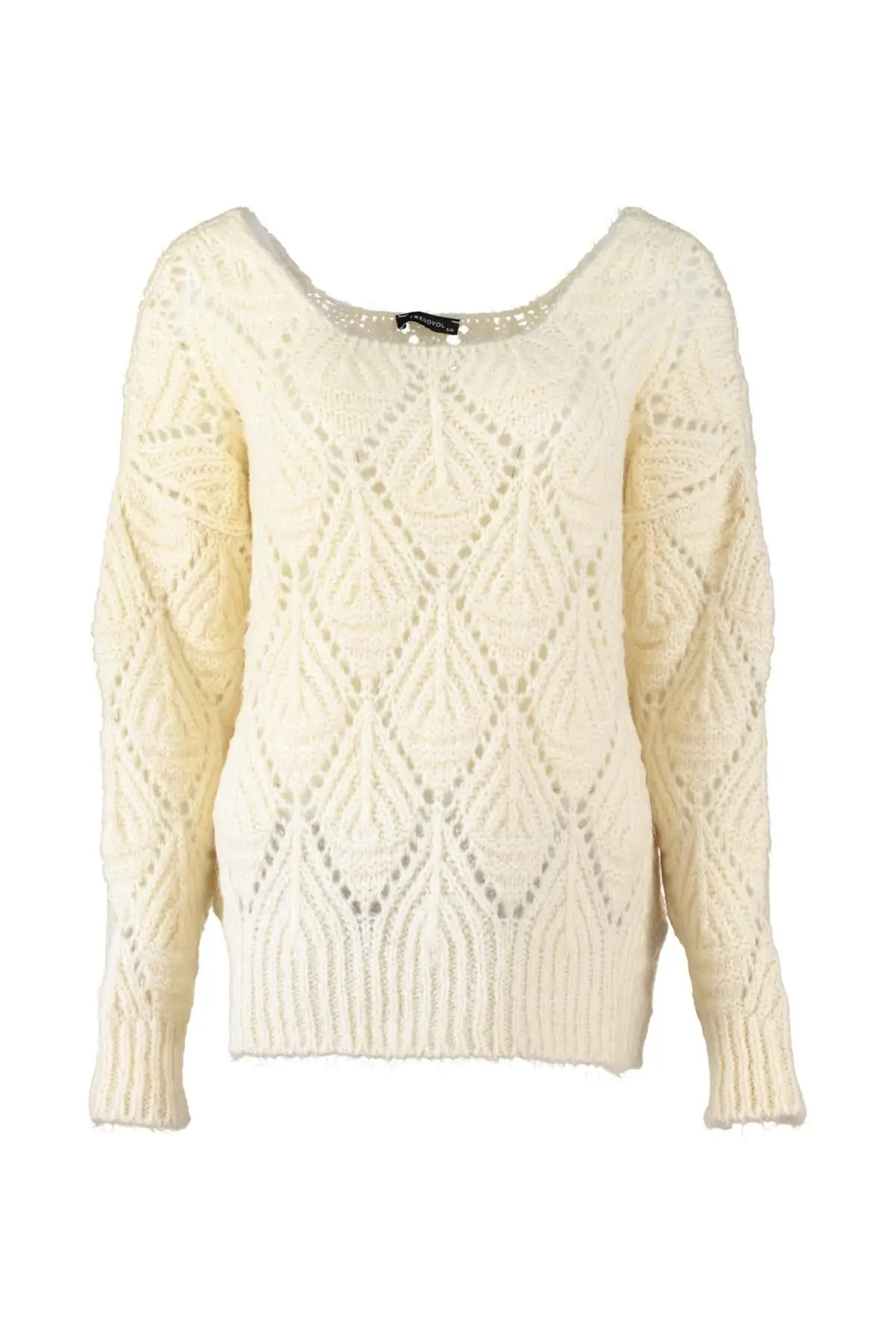 

Trendyol WOMEN-Ecru Patterned Knitwear Sweater TWOAW20XS0016