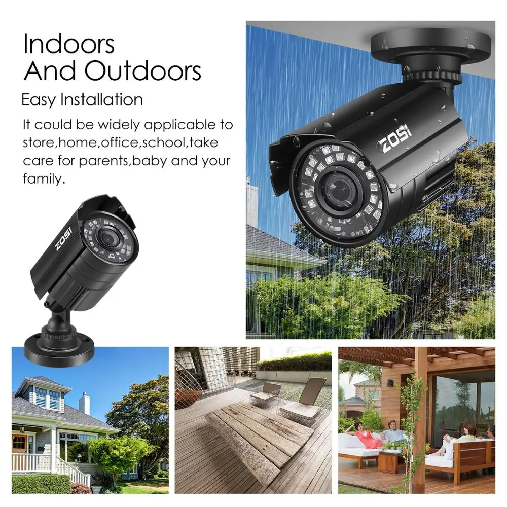 ZOSI 720P 8-канальный сетевой видеорегистратор CVBS AHD TVI CVI 4-в-1 CCTV Системы DVR 1MP массивная пуля, открытая видео ночного видения Системы видеонаблюдения DVR комплект HDD