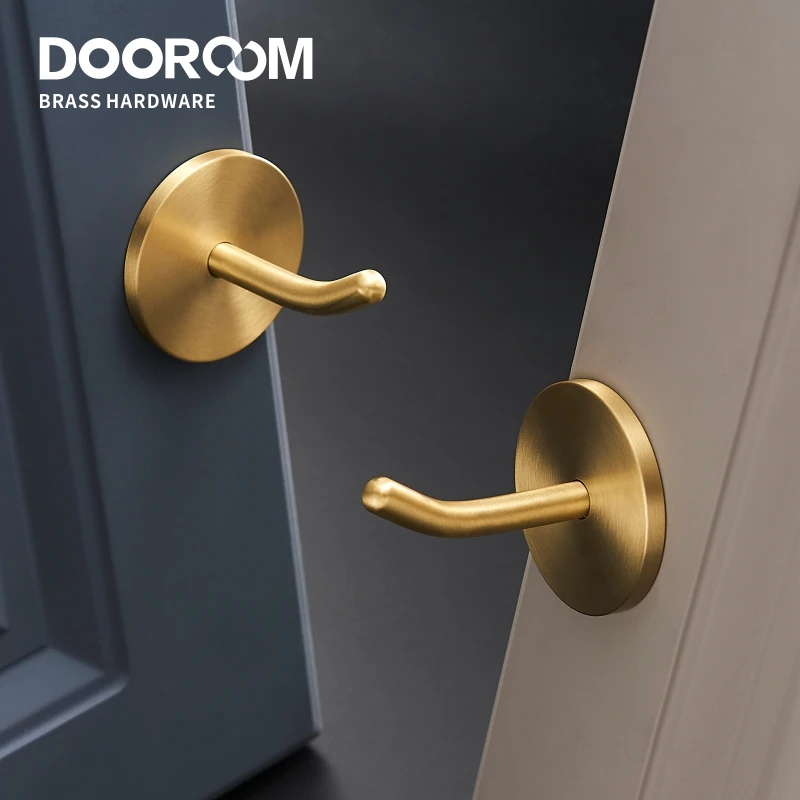 Dooroom Brass Punch Free Bearing Hooks Bathroom Indoor Kitchen Hallway Wall Clothes Hooks Wall Hangings Row Nordic