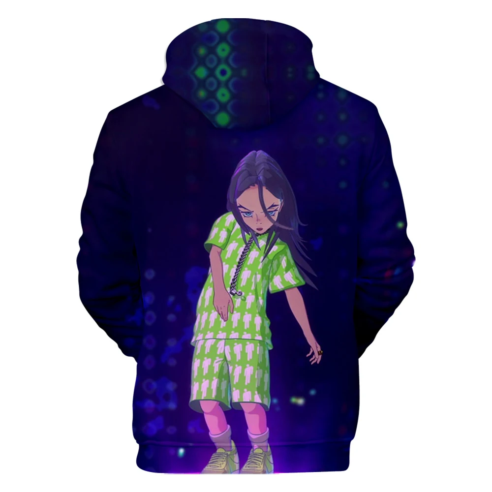 Billie Eilish/Новинка; толстовка с 3D рисунком для мужчин и женщин; Модный пуловер; Детский Повседневный синий свитер с 3D принтом для мальчиков и девочек