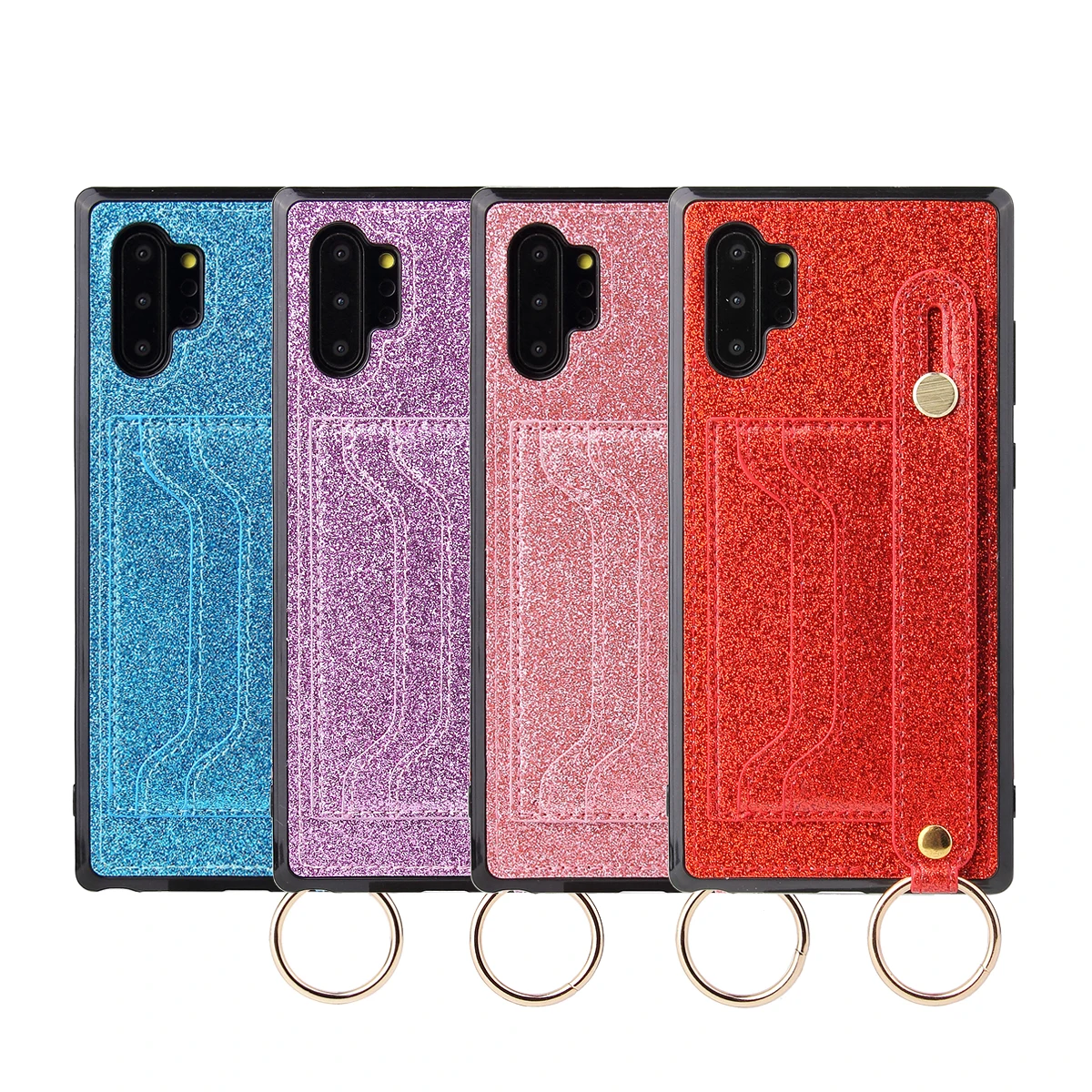 S20 Ultra Glitter Wrist Strap Case for Galaxy S20 Plus Note 10+ Soft TPU Leather Card Holder Cover Bracket Solid Color Coque S20 Ultra Glitter Wrist Strap Case for Galaxy S20 Plus Note 10+ Soft TPU Leather Card Holder Cover Bracket Solid Color Coque