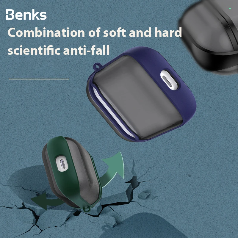 Чехол Benks для наушников Airpods 1 2 с жестким матовым мягким краем, корпус для Airpod 1 2, защитный чехол, чехол