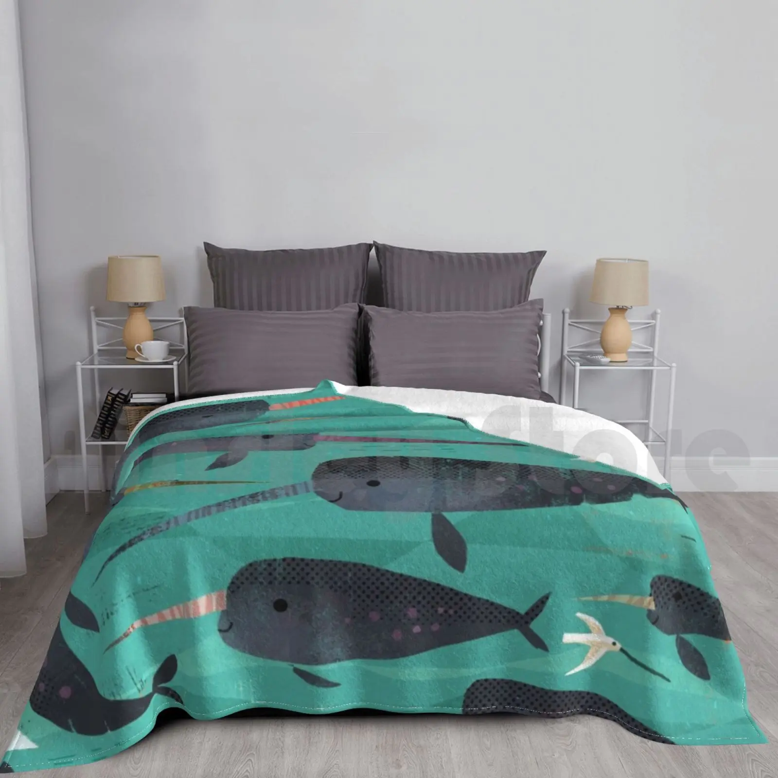 Narwhals E Narbirds Coperta Fashion Custom 2522 Gareth Lucas Narwhal Whale Owl Owl Birds Bird Digitalart