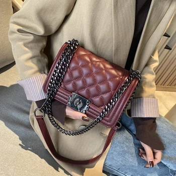 

Fashion Diamond Lattice Crossbody Bags For Women 2020 Luxury Designer Chains Shoulder Bag Autumn And Winter New Ladies Handbags