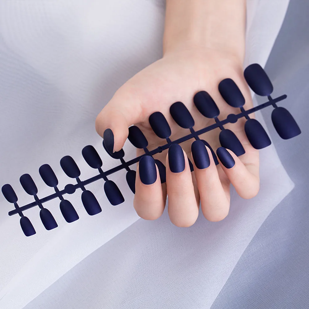 24pcs Matte Frosted Press-On Fake Nails - Full Cover for Nail Art