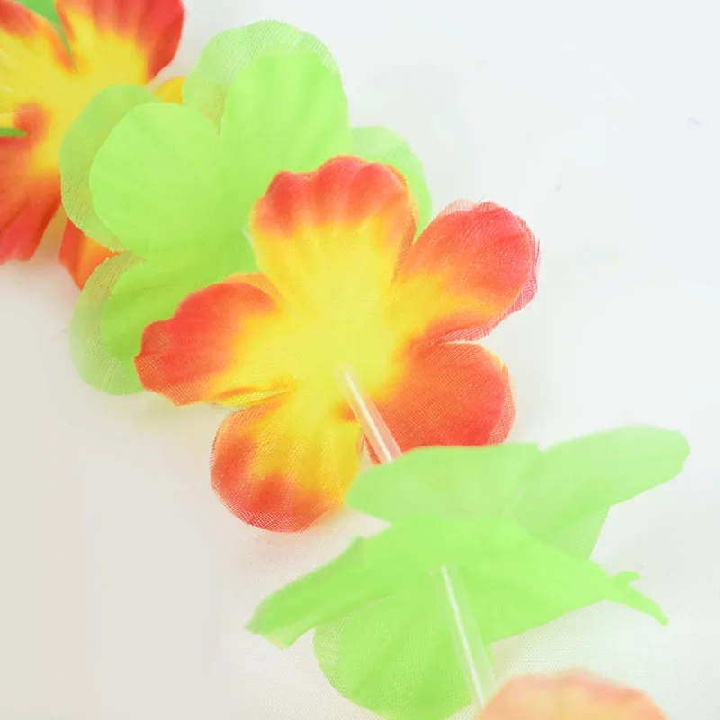Hawaiian Flower Wreath Necklace - Tropical Luau Party Decoration Artificial Flower Lei 102050pcs