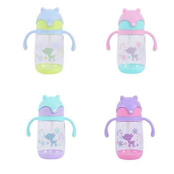 

300ml Baby Kids Children Cute Cartoon School Drinking Water Straw Bottle Sippy Suction Cup Bpa Free