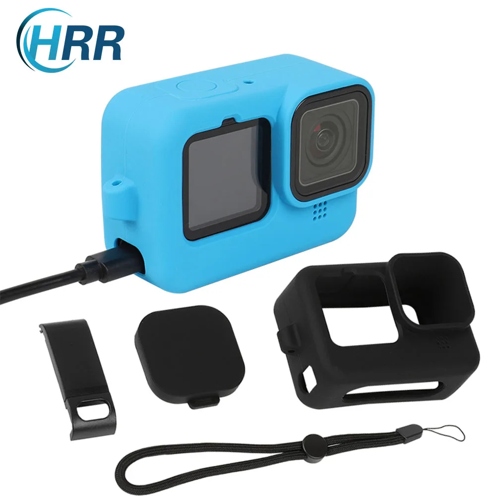 HRR GoPro Hero 10 9 Side Opening Silicone Protective Cover Go Pro Hero10 Balck Battery Door Charging Case set Accessories | Электроника
