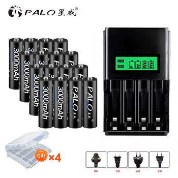

PALO battery aa recargeable battery 1.2v 2a batteria for toy car camera computer alarm clock + aa aaa charger LCD battery charge