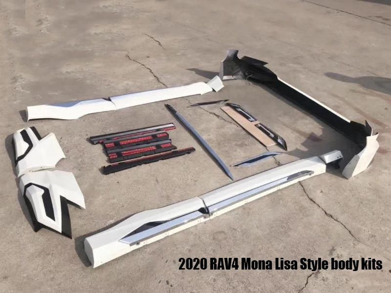 Комплект передних и задних бамперов для Toyota Rav4 для новых rav4 с дневным светильник DRL боковая юбка с рисунком