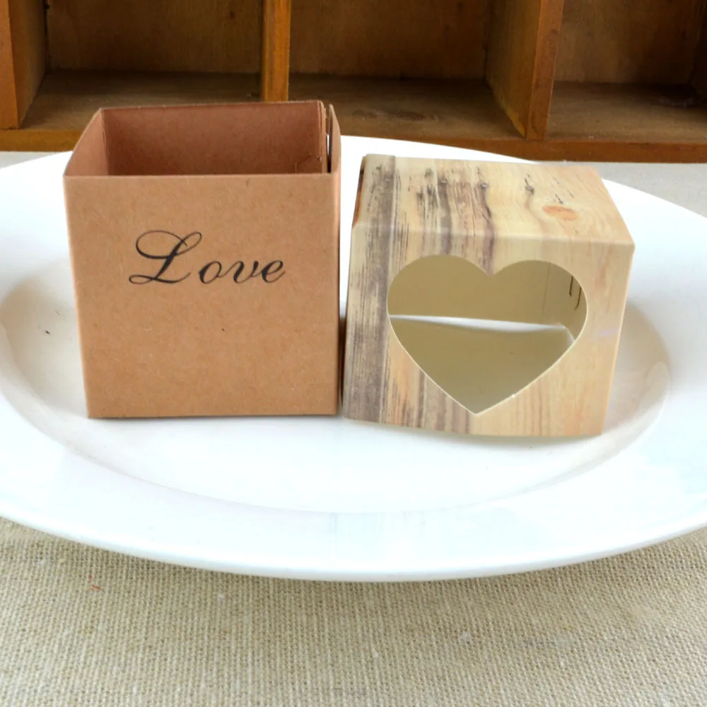  100Pcs/Lot Brown Kraft Paper Square Shape Wedding Candy Box For Wedding Invitations or Birthday Bab - 4000592555979