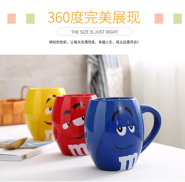 Glaze Coffee Milk Mug Water Tea Mugs Drinkware Creative M&M's MM Beans Drinking Cups Ceramic Colored Cafe Oatmeal Coffee Mug