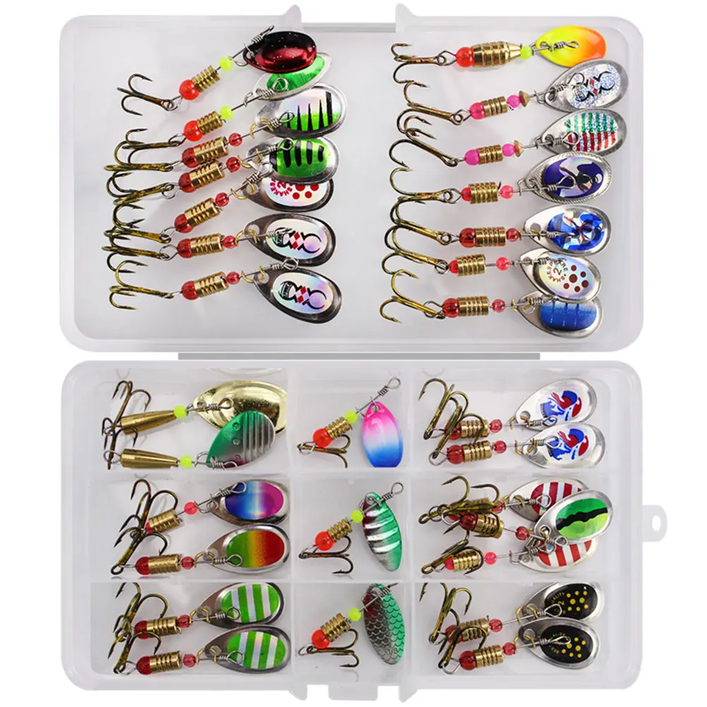 

Multifunctional Metal Rotating Sequins Fishing Lure Set Tackle With Hook Spinner Outdoor Hard Portable Artificial Baits Bass