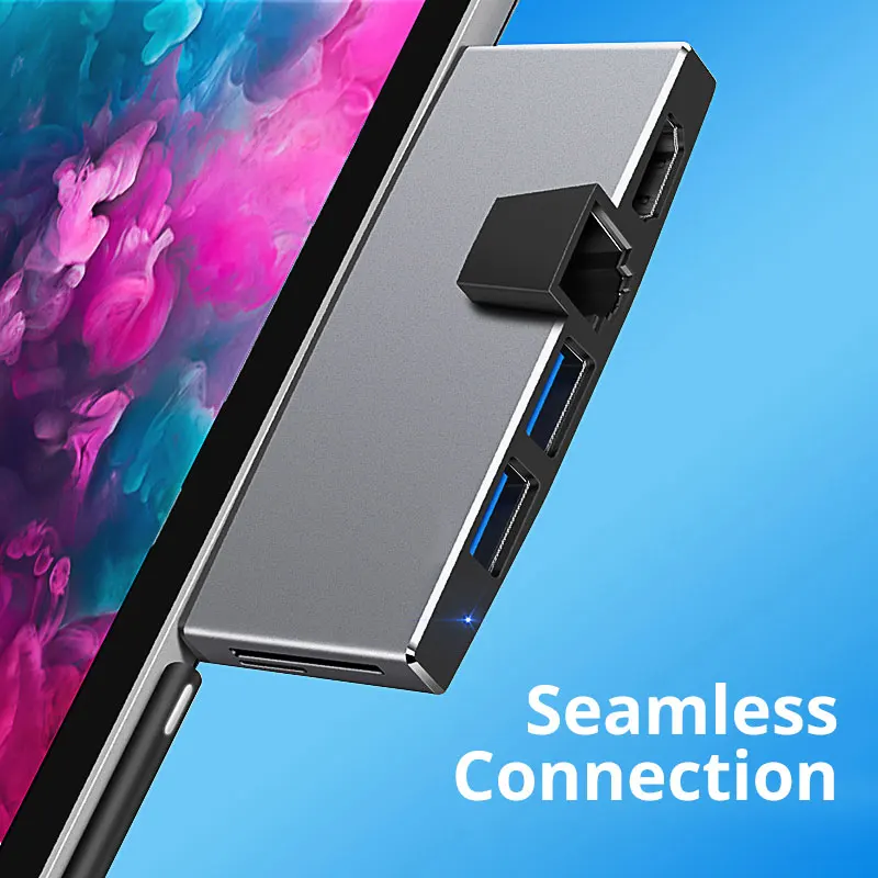  Snowkids for Microsoft Surface USB Hub Docking Surface Pro Pro5 Pro6 Hub Port Replicator USB3.0 HDM