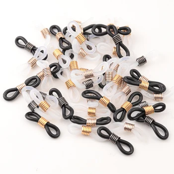 

50pcs Black/white Adjustable Lanyard Cord Rubber Connectors Strap Eyelets for Transparent Glasses Band Rope Eyewear Accessories