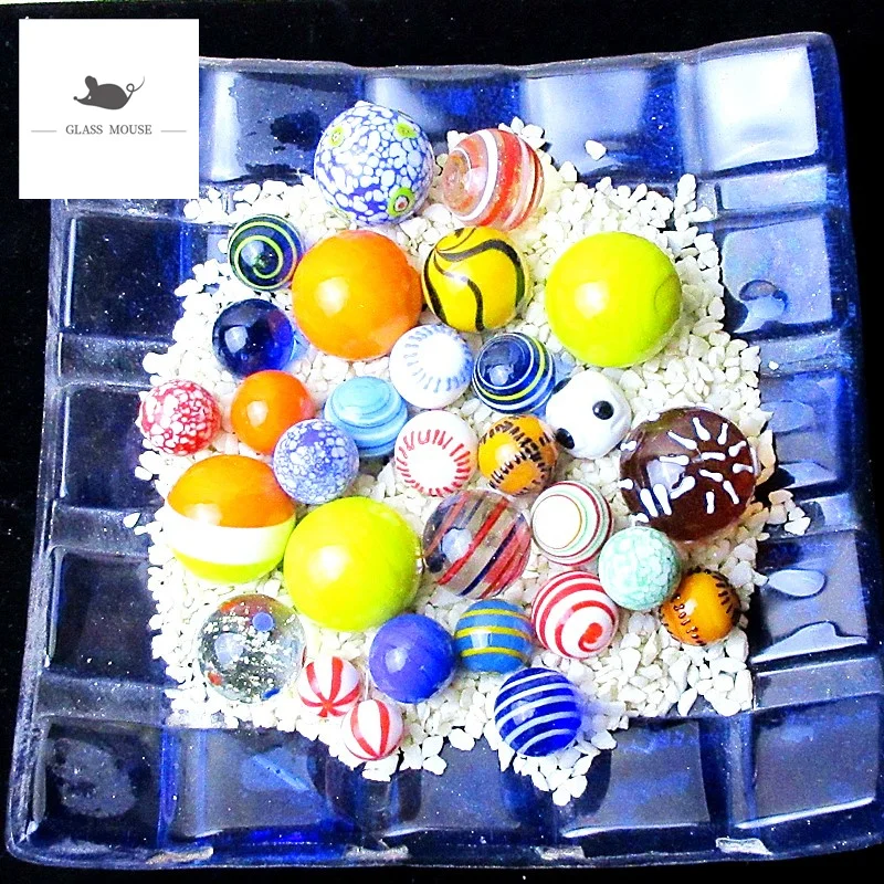 Glass Marbles 30pcs Art Colourful Marble Fish Tank Decorations Table Games Toys 
