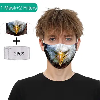 

Unisex PM2.5 Filters Face Mask Reusable Printed Masks Anti-dust Windproof Protective Masks Fashion Women Men Washable Mouth Mask