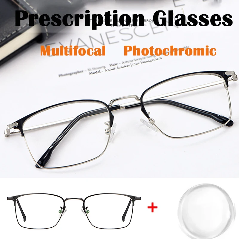 

Очки для близорукости для мужчин и женщин по рецепту, модные фотохромные многофокальные очки для чтения, хамелеоновые очки с защитой от синего света