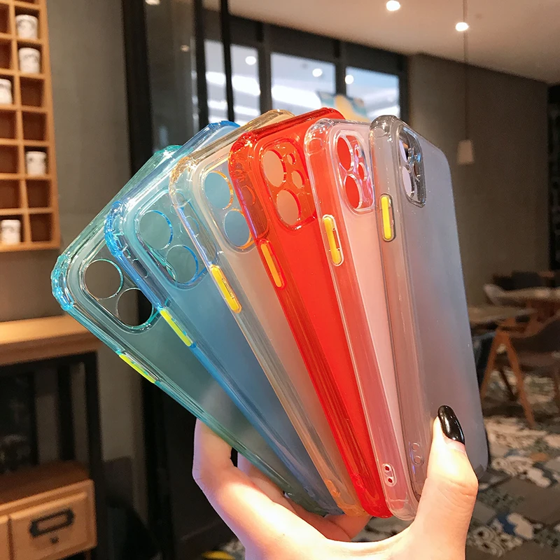 Ottwn для iPhone 11 Pro XR XS Max X 7 8 Plus чехол противоударный Матовый Прозрачный чехол для телефона карамельный цвет Мягкая силиконовая задняя крышка