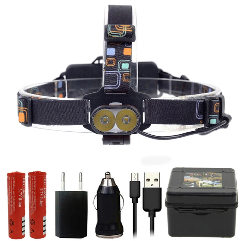 Package D Litwod Z20 7314 16000лм USB налобный фонарь 2шт XM-L T6 светодиодный Перезаряжаемый 18650 Головной фонарь с зарядным устройством - Испускаемый цвет: Package D