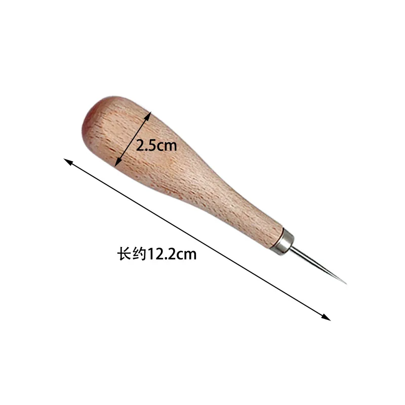 1pcs Leather Craft Wooden Diamond Rhombus handle Awl DIY Leather Stitching Sewing Punch Tool