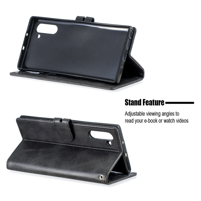Phone Cases For Samsung Galaxy Note10+ Shockproof Money Card Slot Flip Covers Note 10 Note10 Plus Pro Kickstand Wallet Case Bag