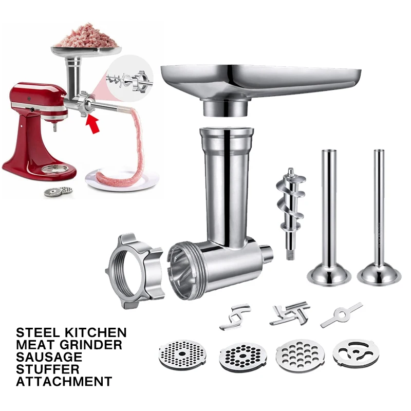  Steel Kitchen Meat Grinders Sausage Stuffer Attachment For Kitchen Aid Stand Mixer Kitchen Applianc - 4000474796231