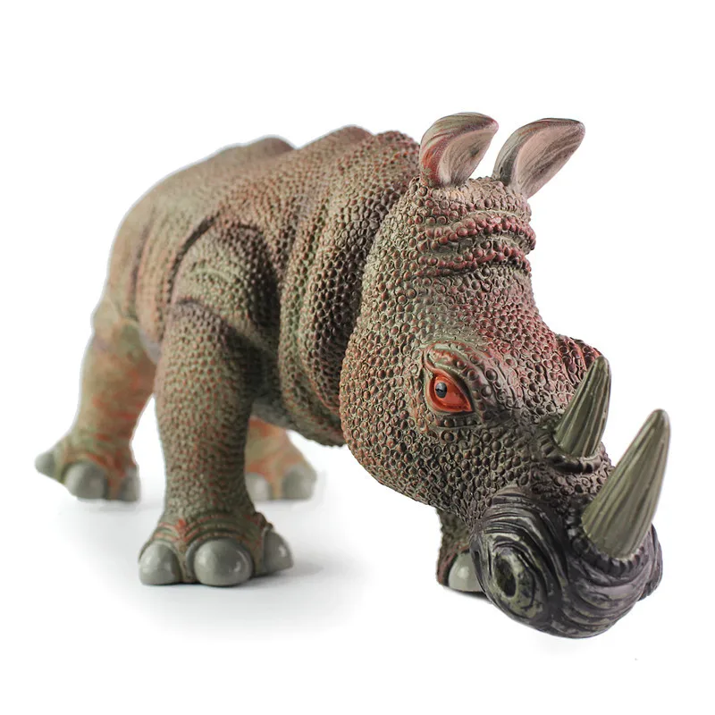 

New 28 - 32 cm Long Simulation Animal Model Children's Toys, Soft IC Horn Sound Elephant Lion Rhinoceros Bison Animal Model Toy