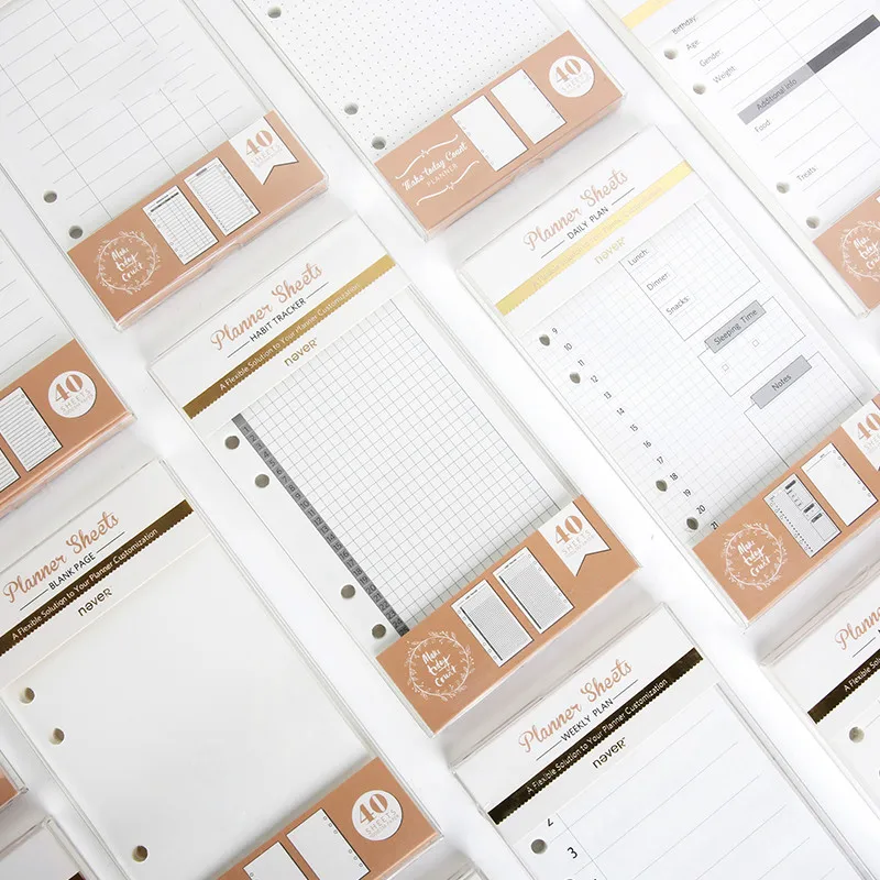 NEVER Spiral Notebook Journal Filler Papers A6 Planner Daily Weekly