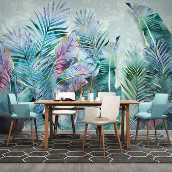

Custom Any Size Mural Wallpaper 3D Tropical Plant Leaves Light Luxury Living Room Bedroom Home Decor Papel De Parede Wall Papers