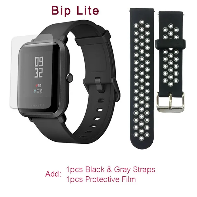 Black-grey film AMAZFIT BIP LITE глобальная версия Xiaomi Huami Смарт-часы 45 дней Срок службы батареи профессиональный водонепроницаемый Пульс Новое поступление - Цвет: Black-grey film
