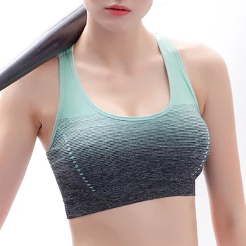 

Sports Bra High Stretch Breathable Top Fitness Women Padded for Running Yoga Gym Seamless Crop Bra Gradient Sport Bra