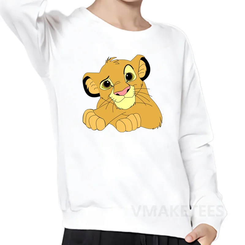 Детские толстовки с капюшоном с принтом «Король Лев» и «Симба»; хлопковый свитер для мальчиков и девочек; детские осенние Топы; забавная одежда для малышей; KYT5315 - Цвет: 5315E-White