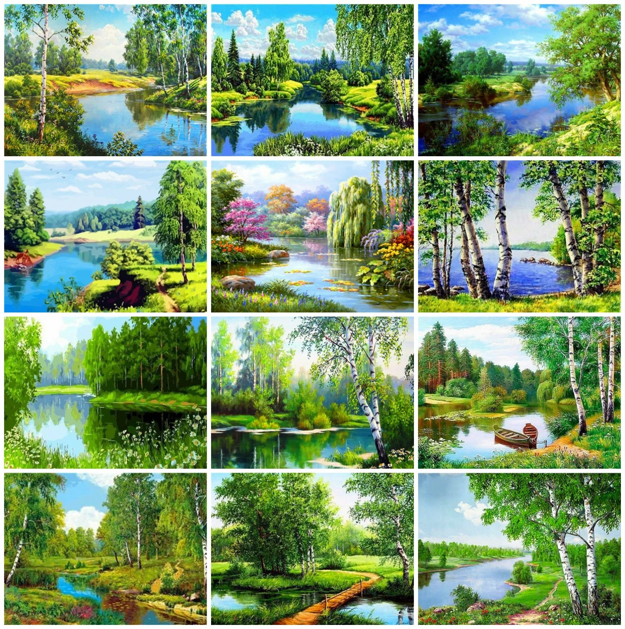 

AZQSD 5d Diamond Painting Nature Cross Stitch Diamond Embroidery Tree Landscape Picture Of Rhinestones Home Decor Handmade