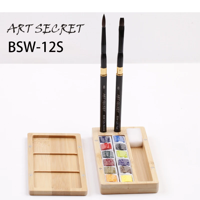 

Artsecret BSW-12S Semi Solid 12 Watercolors Set Student Piainter University College Profession Art Brushes