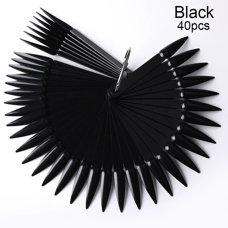 Black 40pcs Накладные советы для наращивания ногтей, полное покрытие, инструменты для маникюра, прозрачный натуральный белый, смешанные цвета, дизайн для ногтей - Цвет: Black 40pcs