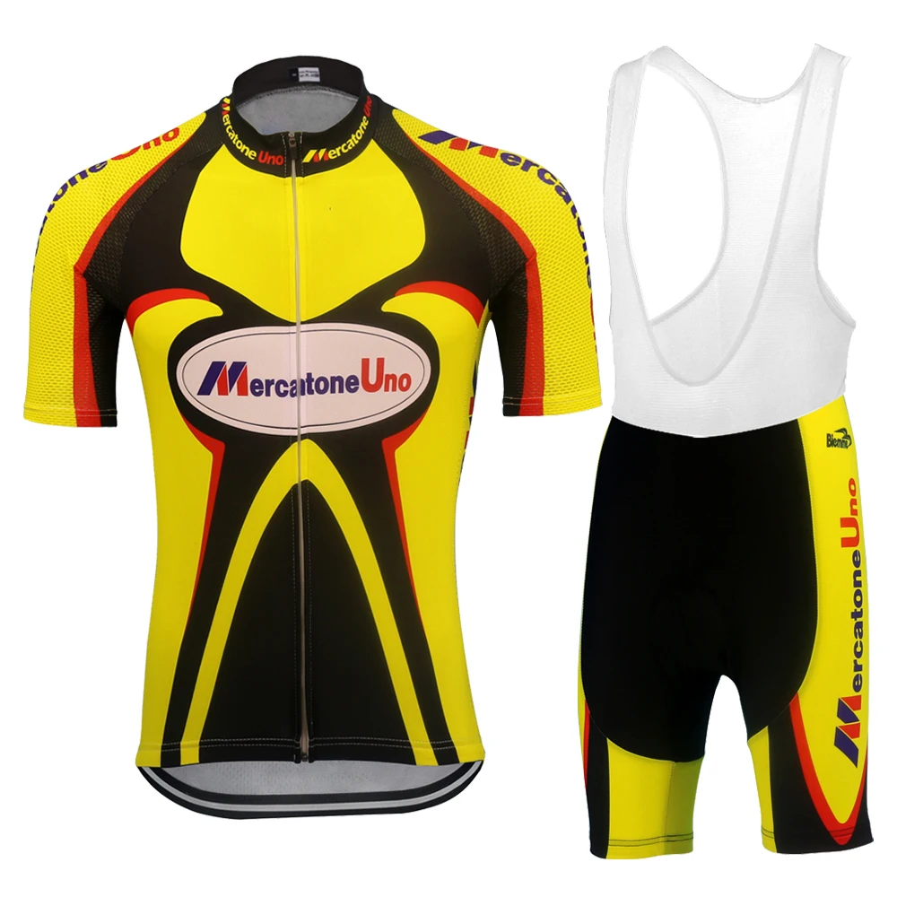 Pro Cycling Jersey Set yellow Breathable Bicycle Clothing bike jersey ropa ciclismo hombre MTB clothing Team Mercatone Uno 2