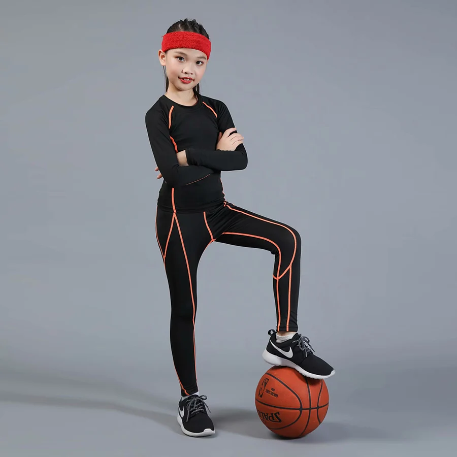 Kids Boxing Compression Set Jersey+ Pants Kids Running Basketball T-shirts Tight Teenage Pants Sportswear MMA Rashguard
